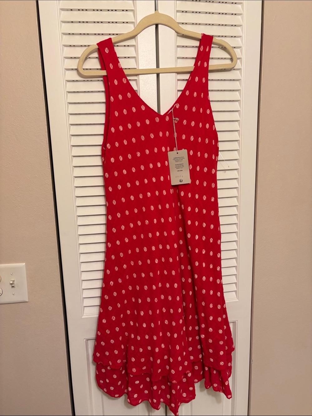 Red Polka Dot V-Neck Women's Dress